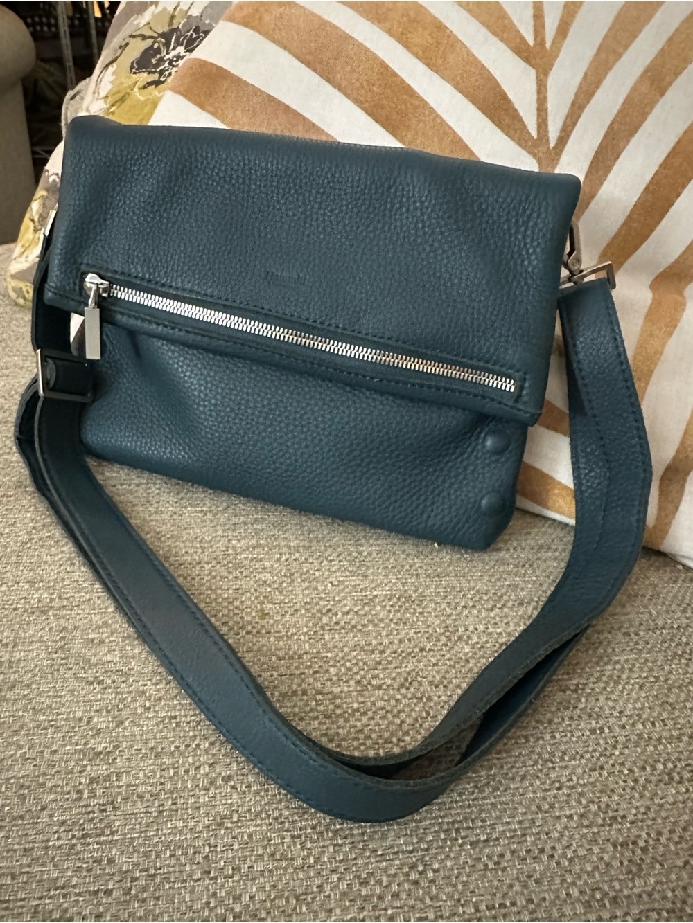 Hammitt VIP Occasion Teal Leather Crossbody Silver Hardware Red Suede - Picture 3 of 16